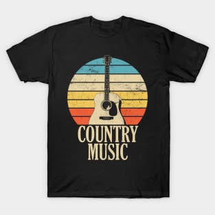 Country Music Retro Style Distressed Acoustic Guitar T-Shirt